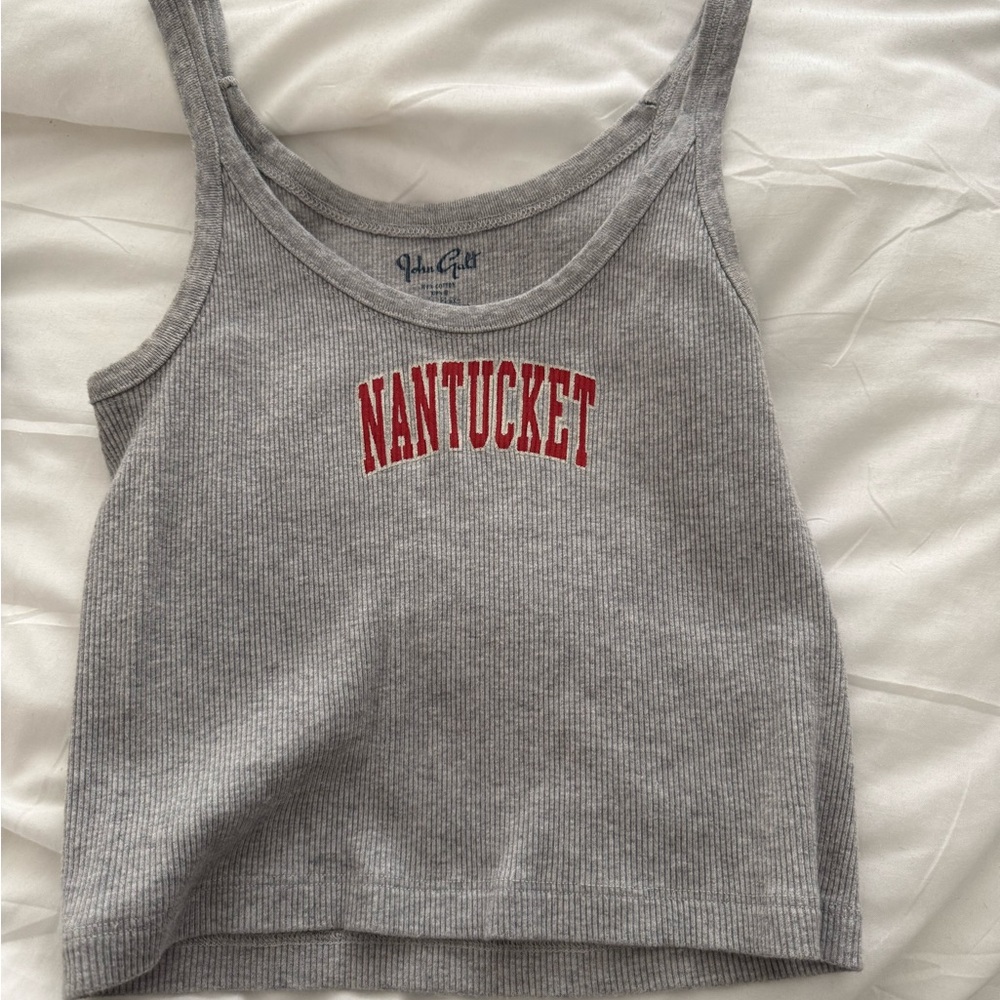 Brandy Melville Nantucket Gray Tank Top with Red Print